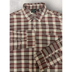 Burnside Shirt‎ Mens XL Red Gray Long Sleeve Button Up Lightweight Button Up